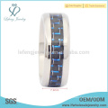 Fashion silver high polished edge with carbon fiber titanium ring jewelry